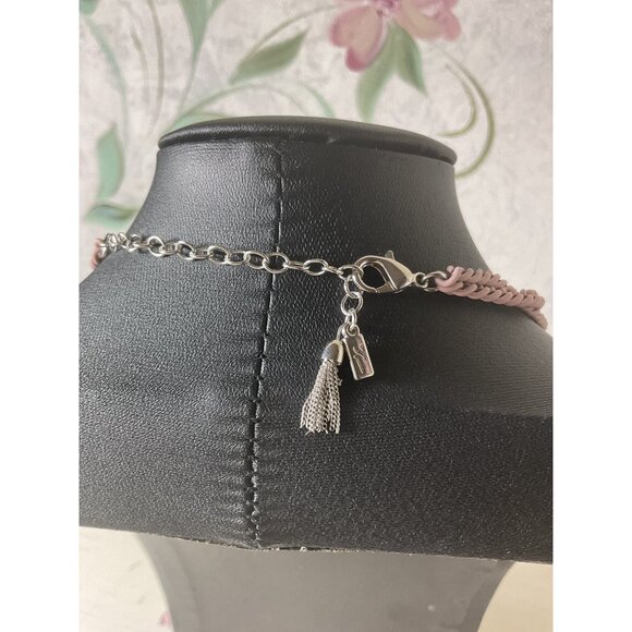 Long Purple Beaded Chain Necklace With Lobster Clasp Tassel - Picture 3 of 3